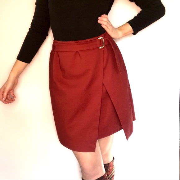 asymmetrical skirt with buckles